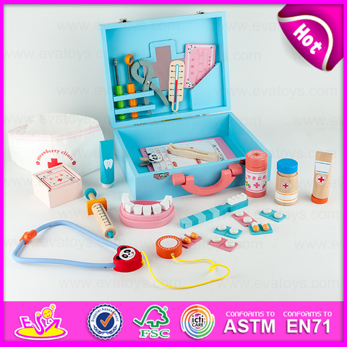 2015 Good Sale Toy Doctor Kit for Preschool Kids, Pretend Play Children Doctor Set Toy, High Quality Wooden Toy Doctor Kit (W10D012)