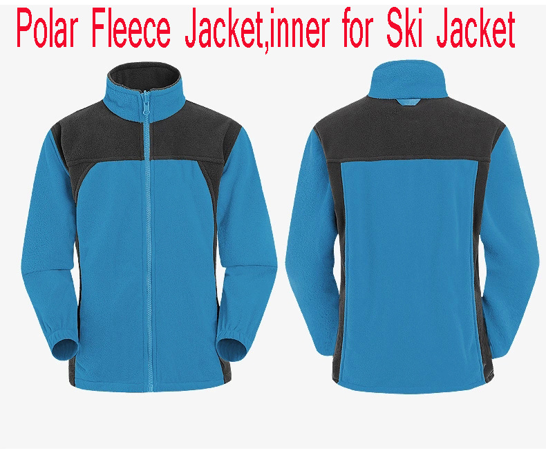 100% Polyester Leisure Outdoor Fleece Jacket, His and Her Anti-Pilling Fleece Jacket / Sports Wear in Blue/Black Colour