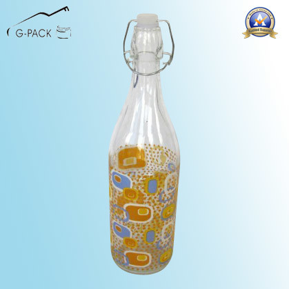 Flip up Glass Beverage Bottle with Printing