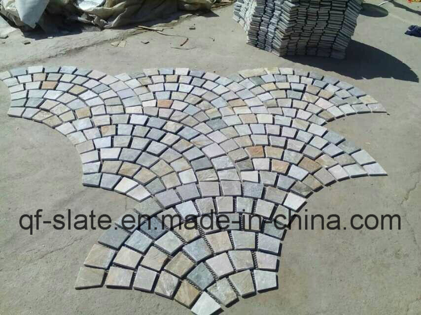 China Cheap Fan Shaped Mosaic Floor Tiles Paving Stone
