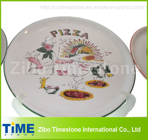 Porcelain Pizza Plate with Decal (TM0506)