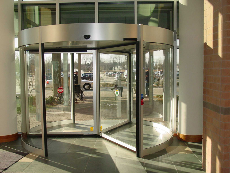Automatic Three Wing Revolving Door, Lenze Motor, Aluminum Frame Powder Coating, Disabled Switch, Reverse Against Obstruction