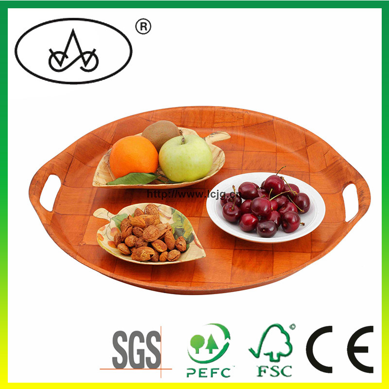 Bamboo Tray for Serving Fruit/ Food/ Candy/ Snacks /Breakfast /Tea/Coffee/ Drinks/Dessert/ Decoration/Souvenir/in Restaurant/ Home/ Breakfast/ Resort (LC-173B)