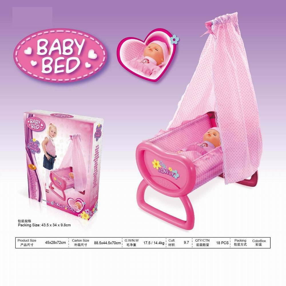 High Quality Pretend Baby Bed Plastic Toy