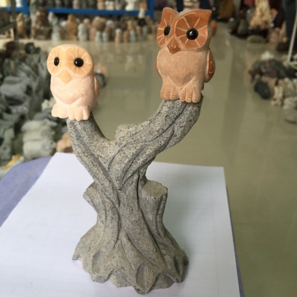 Cute Hand-Made Garden Stone Owl Carving/Statue/Sculpture