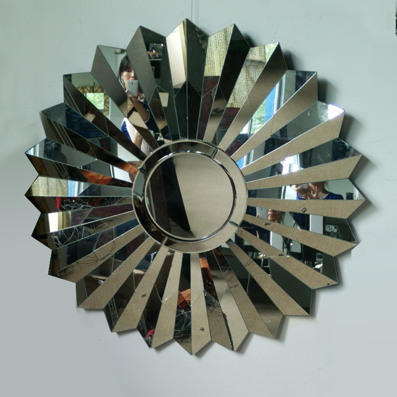 Modern Flower Design Wall Mounted Mirror Decoration (LH-000538)