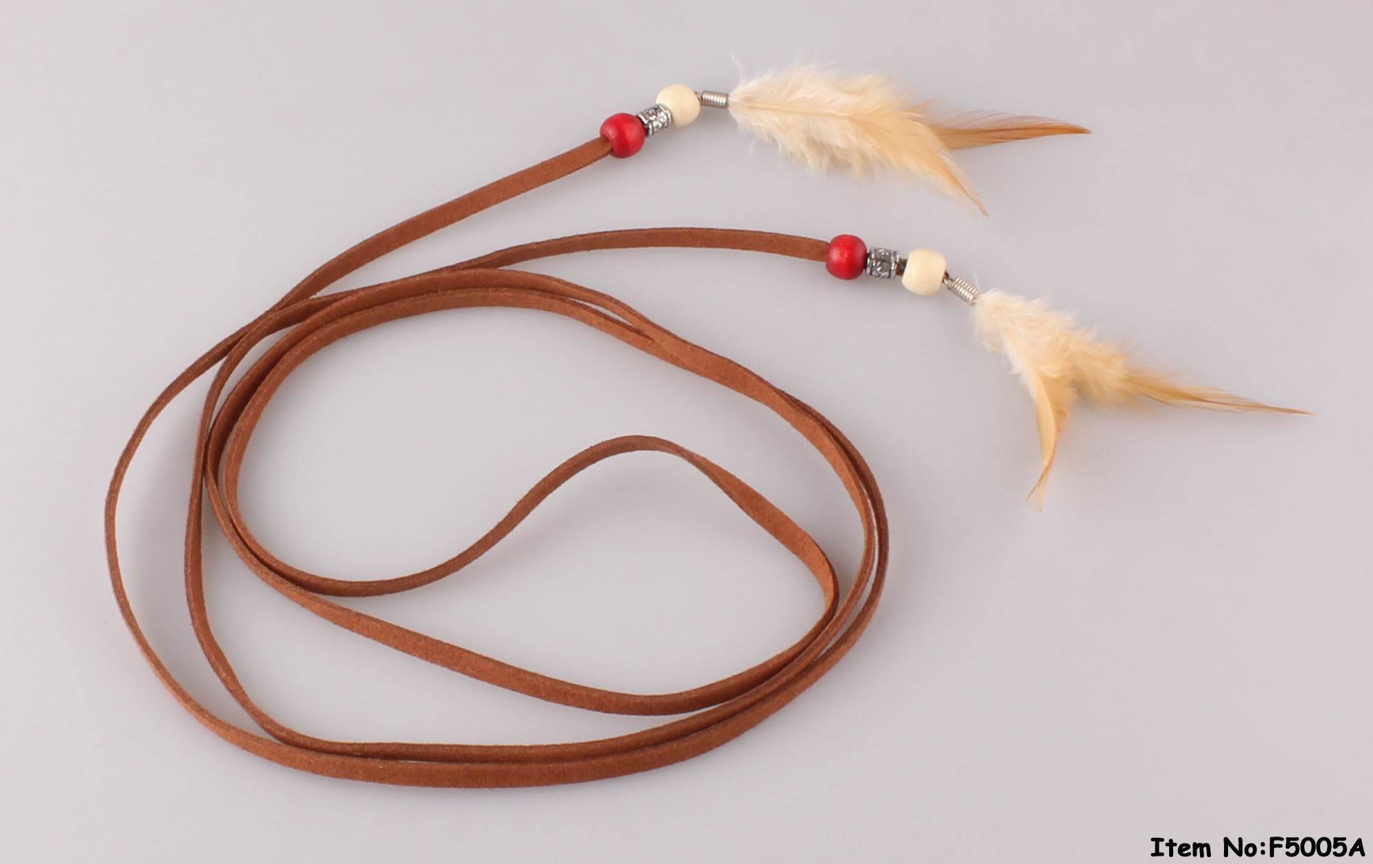 Brown Leather Belt with Feather