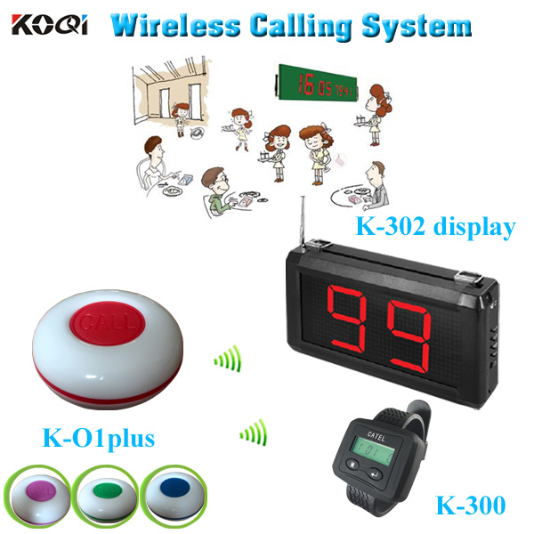 Wireless Restaurant Pager System Paging Transmitter K-302 Newest Wrist Watch K-300 Table Buzzer K-O1plus