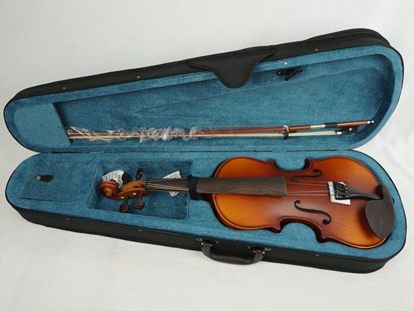 China Solid Student Violin with Ebony Fittings, Case, Bow