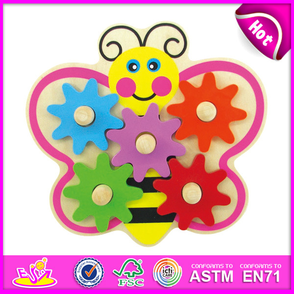2015 New Kids Wooden Gear Game Toy, Popualr Cute Children Gear Game Toy, Lovely Baby Butterfly Wooden Gear Game Toy W13e033