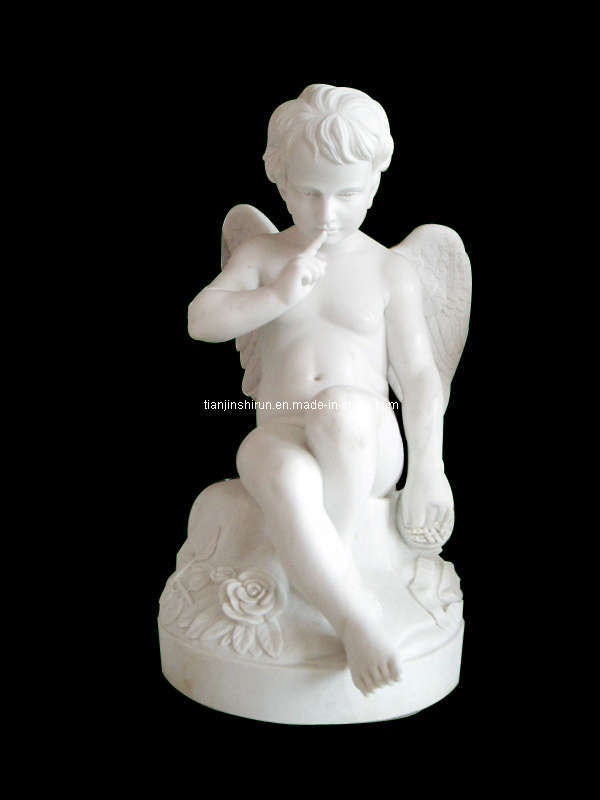 Marble Angel Boy Child Sculpture (STT350)