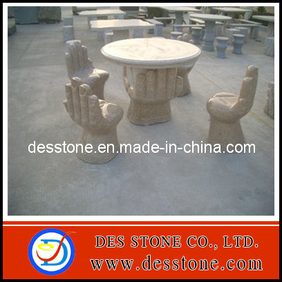 Granite Stone Carving with Outdoor Table and Chairs Statue