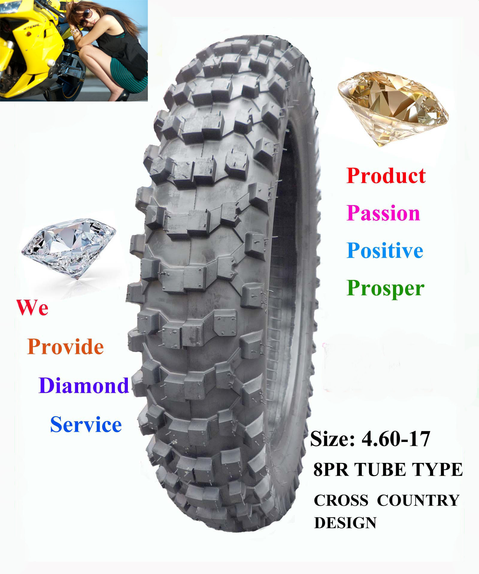 Hot Sale Cross Country Motorcycle Tyres 4.60-17 Designed by Taiwan