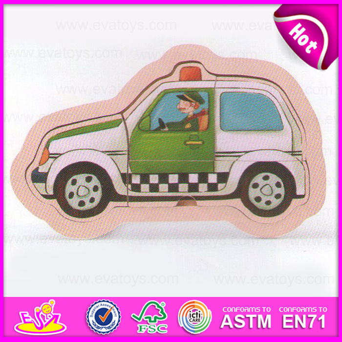 2015 Kids Learning Toy Cartoon Wooden Jigsaw Puzzle, Police Car Wooden Puzzle Toy, Children Educational Puzzle Cartoon Toy W14c179