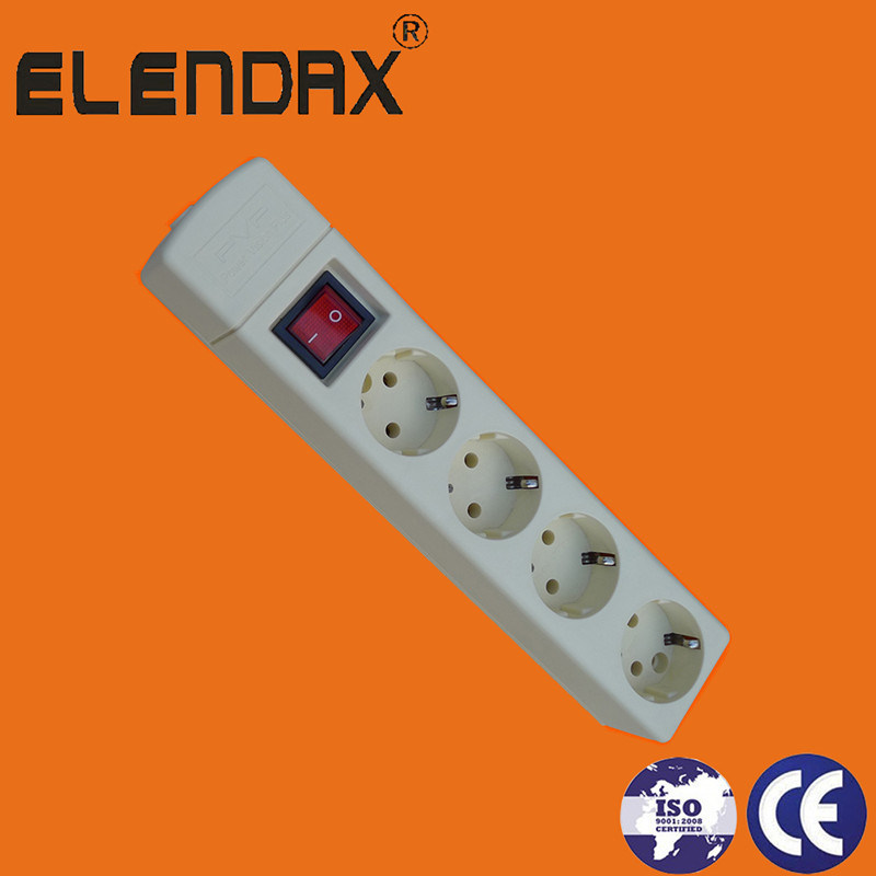 4 Way European Extension Socket and Switch with Standard Grounding (E9004ES)
