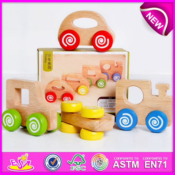 Hot New Product for 2015 Kids Toy Wooden Car Toy, High Quality Children Wooden Toy Car Set, Hot Sale Make Wooden Toy Car W04A085