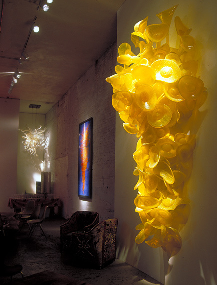 Yellow Hand Blown Glass Flower Wall Lighting Decoration (YK-B38)