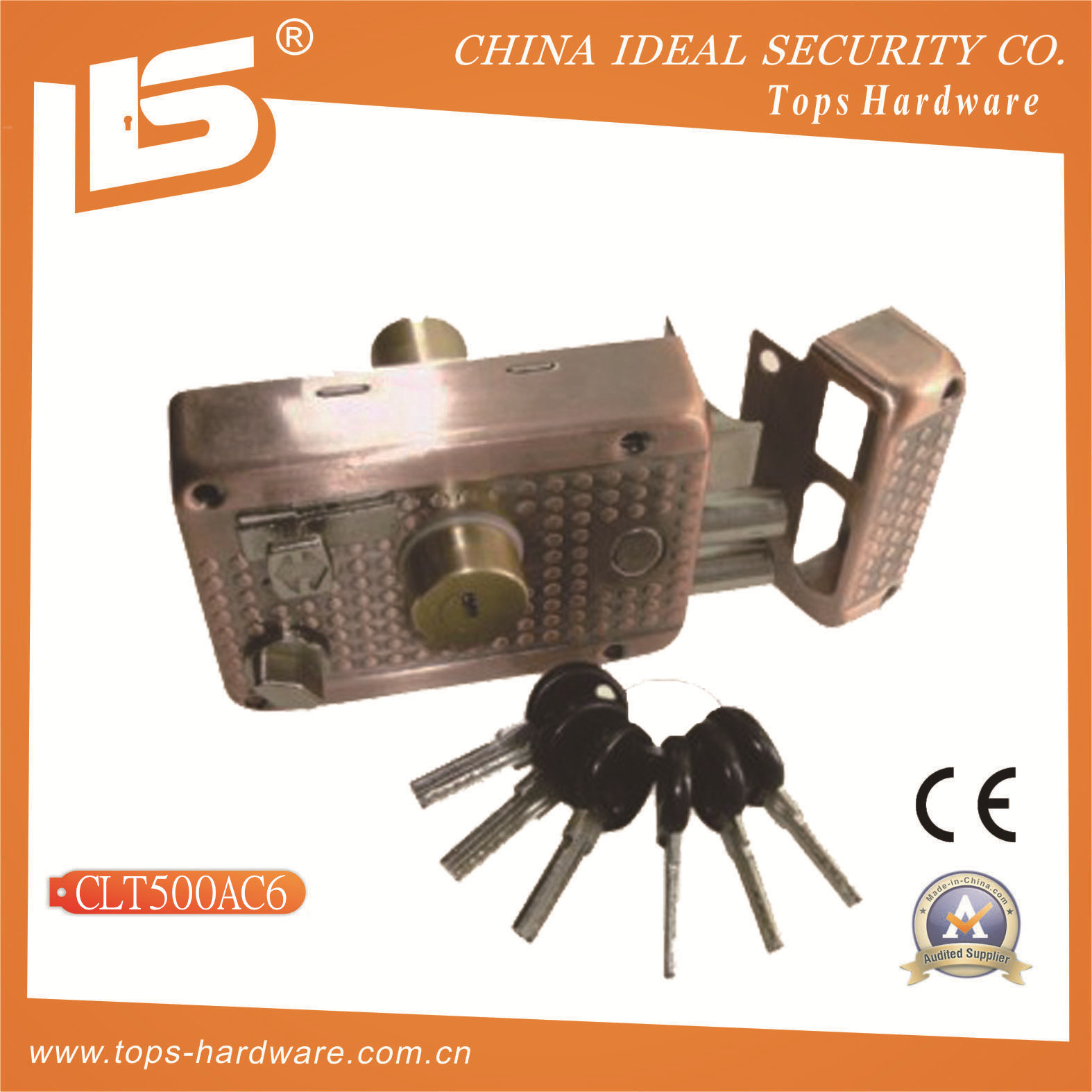 Security High Quality Door Rim Lock (CLT500AC6)
