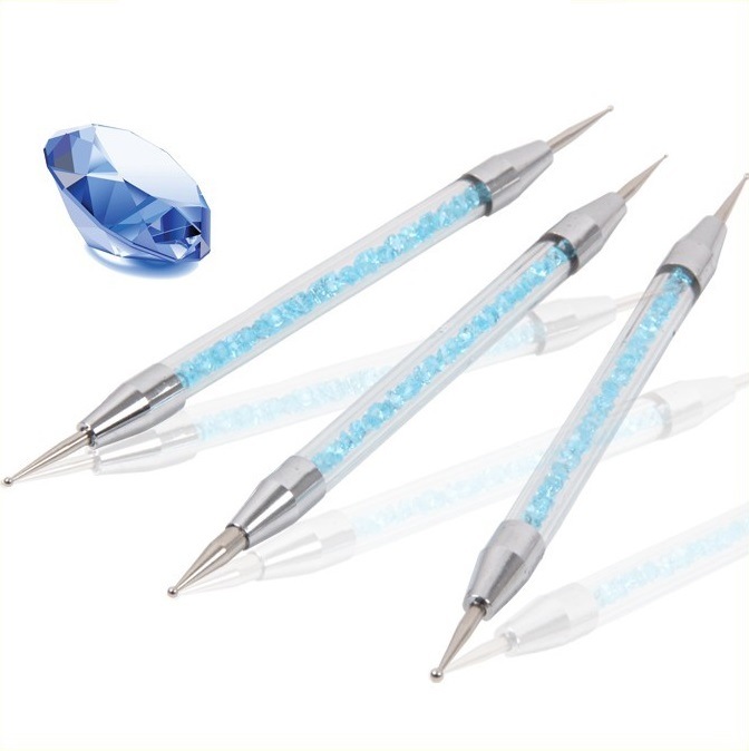 3 PCS/Set New Acrylic Handle with Blue Diamonds Nail Art Dotting Tools