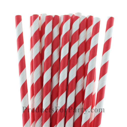 Merry Christmas Theme Red Striped Paper Straw for Baby Shower