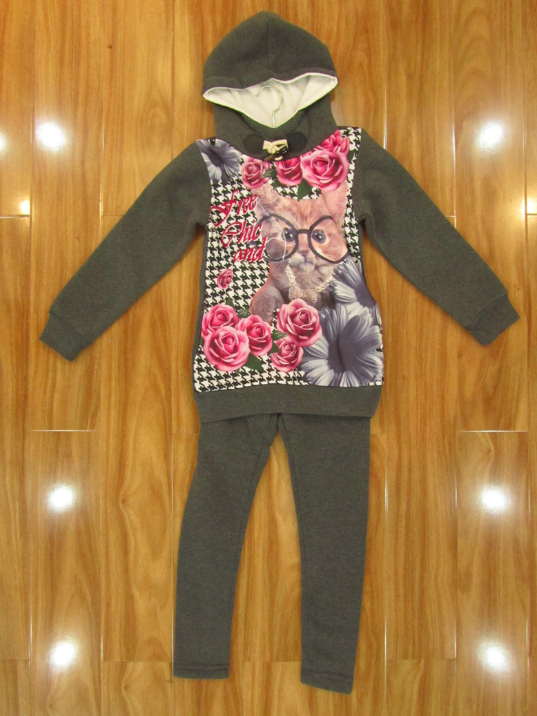 Girl's Brushed Fabric Suit Sport Fashion Suit Children Apparel