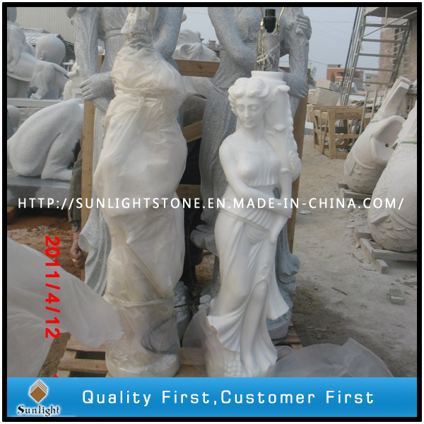 Pure White Marble Statue, Marble Sculpture, Stone Garden
