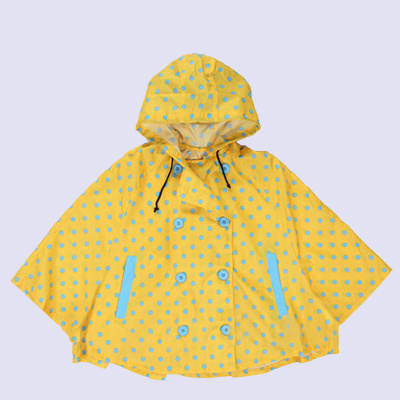 Kids Used PU Pokka Dots Kids Cloak Raincoat