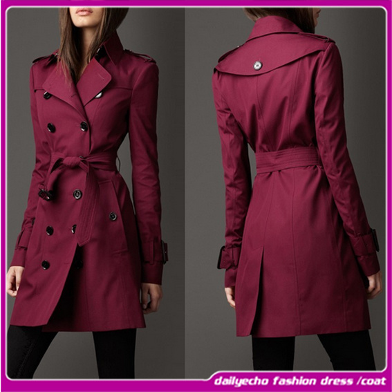 The Most Fashionable Top Brand Double Breasted Women's Middle Length Coat (c-5421)
