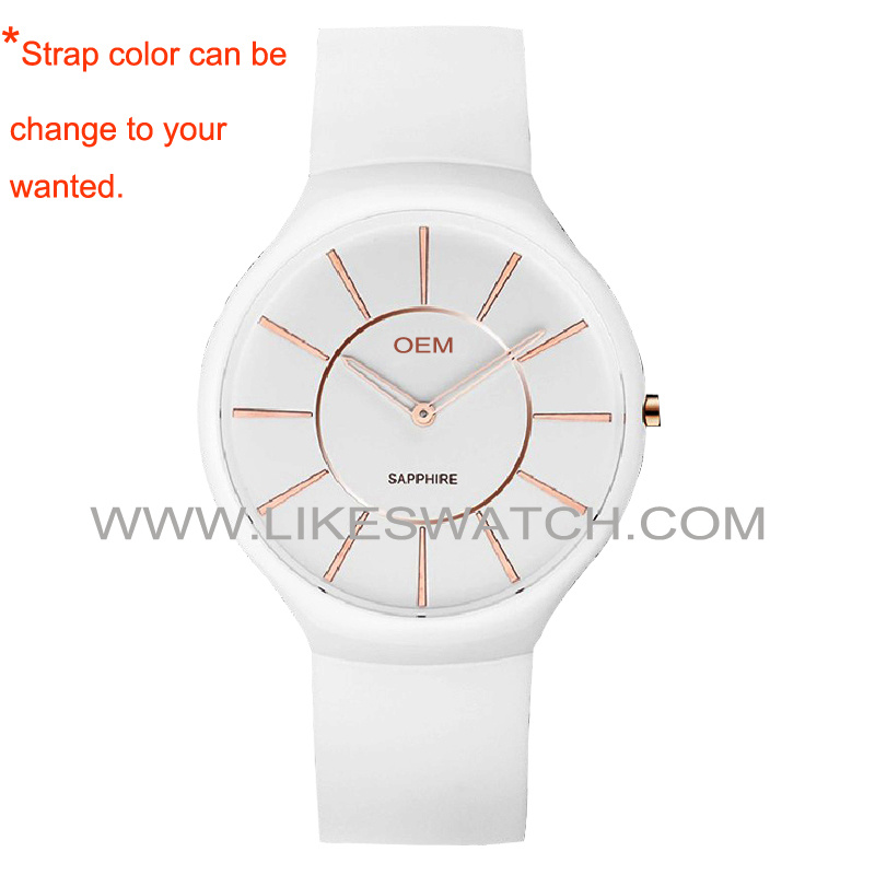 Fashoin Quartz Ceramic Silicone Watch