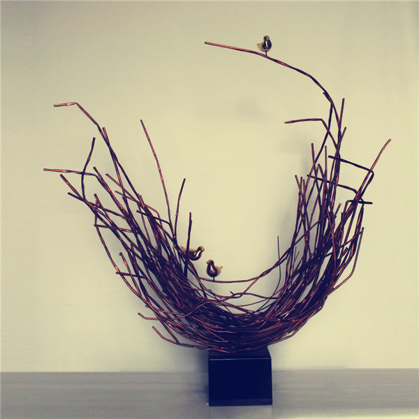 Bird's Nest Metallic Sculpture for Home/Hotel Decoration