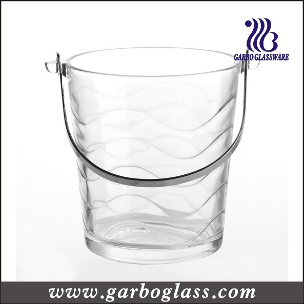 Waving Pattern Crystal High White Glass Ice Bucket (GB1902B)