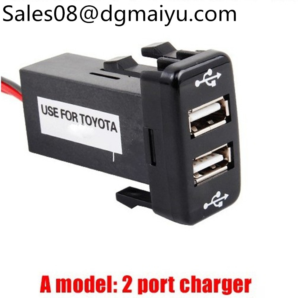 Car Charger Dual USB Audio Data Transmission for Phone iPad 2 Port Socket Lamp Switch for Toyota Prado Camry RAV4
