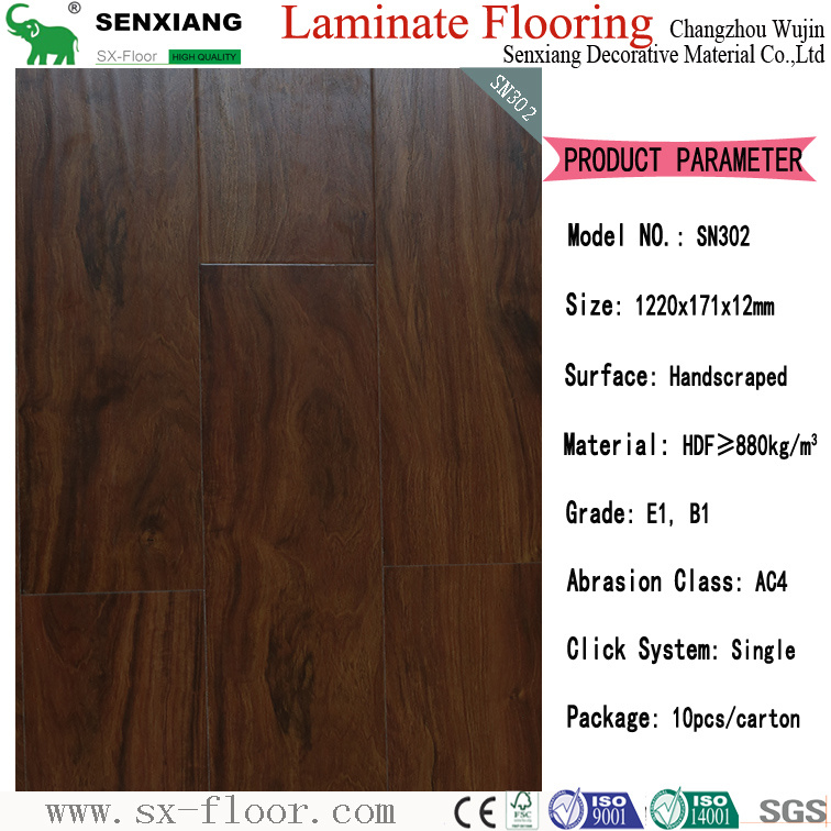 Retro-Handscraped Waterproof Laminated Wooden Laminate Flooring