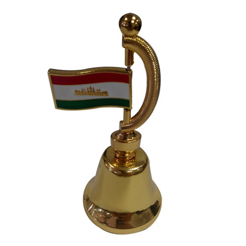Souvenir Premium Gift Golden Metal Dinner Bell with Flag (F8026)