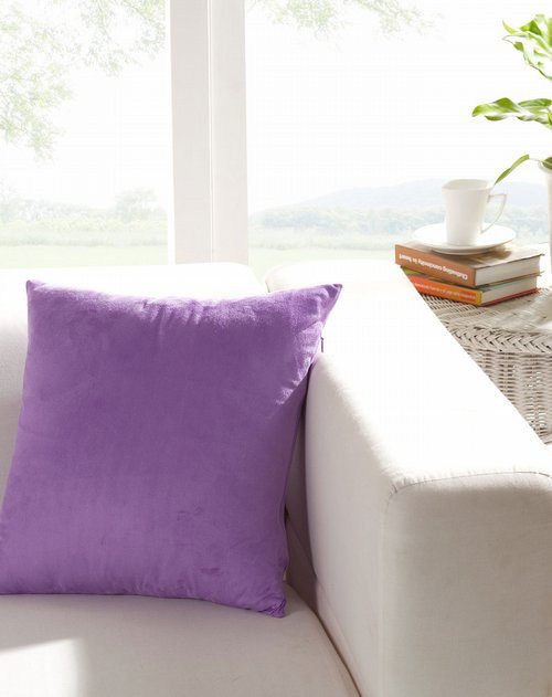 Luxury Purple Short Plush Sofa Cushion