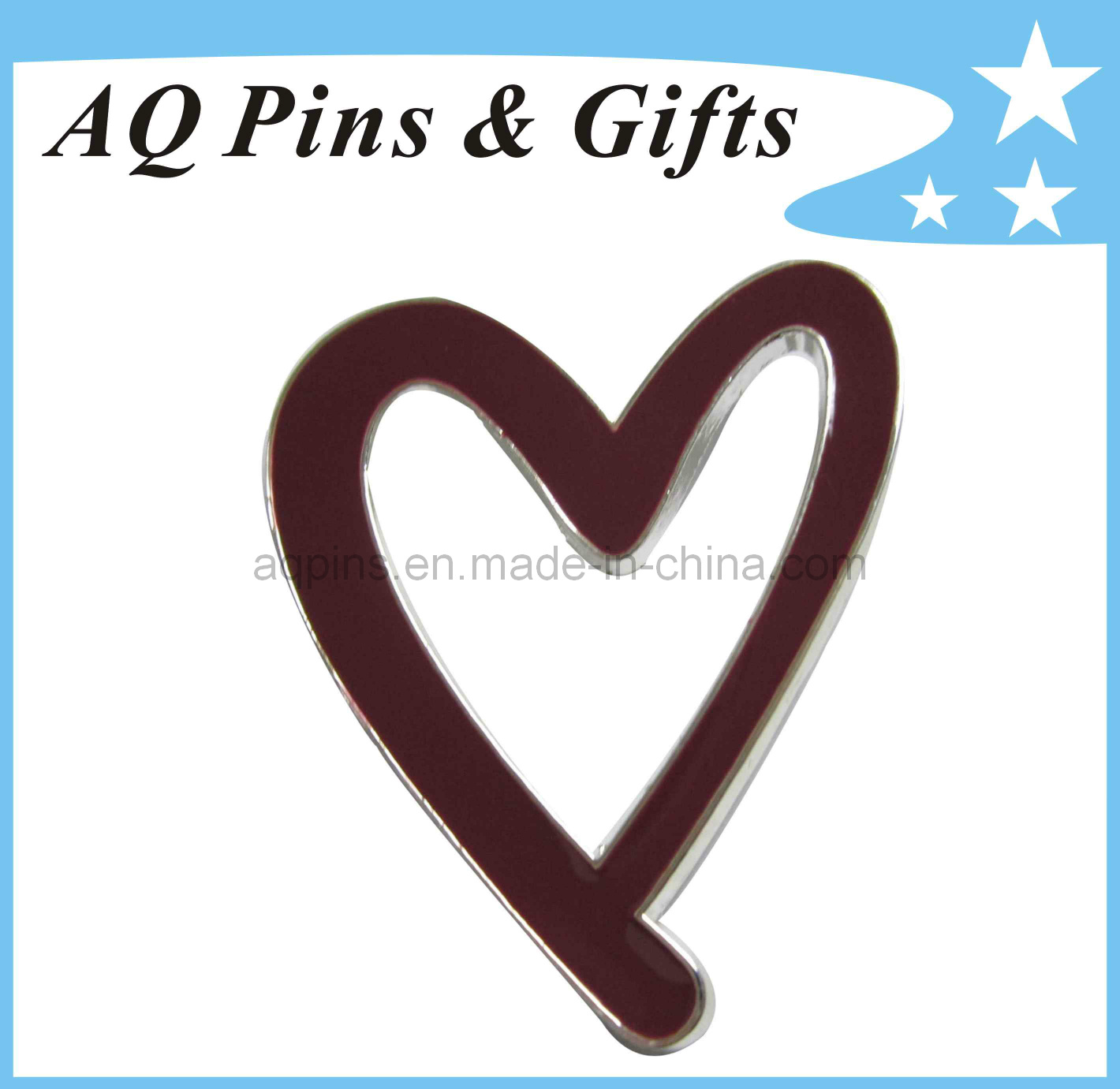 Metal Craft Cut out Pin Badge for Heart Shape Brooch (badge-031)