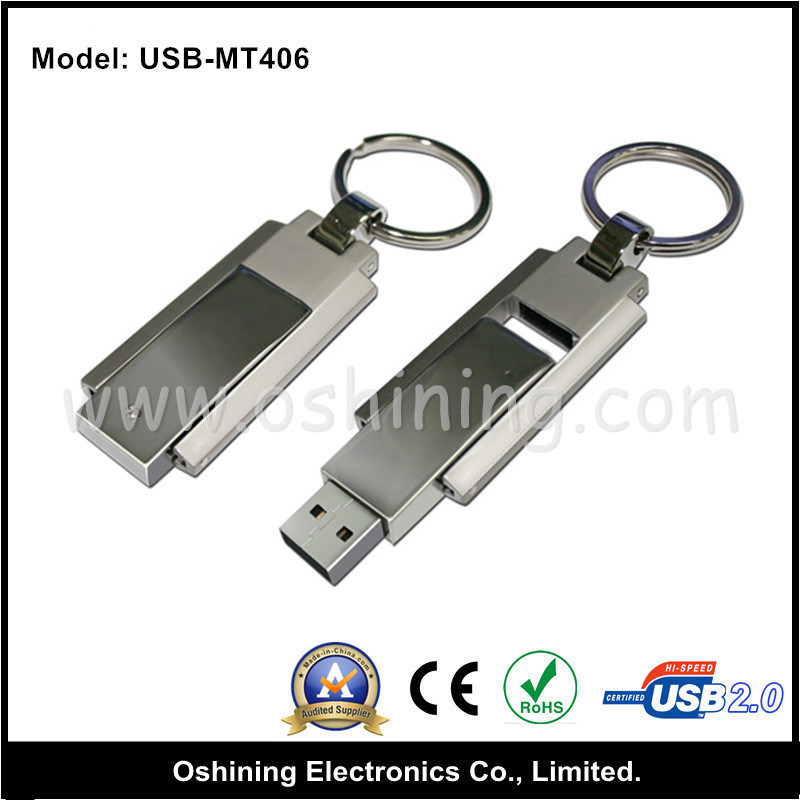 Free Logo Reversal Metal USB Drive with Keychain (USB-MT406)