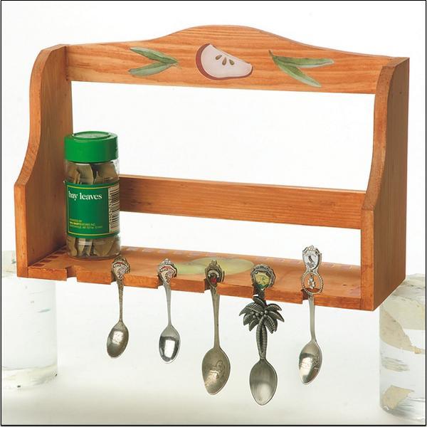 Unfinished Wood Spice and Spoon Rack