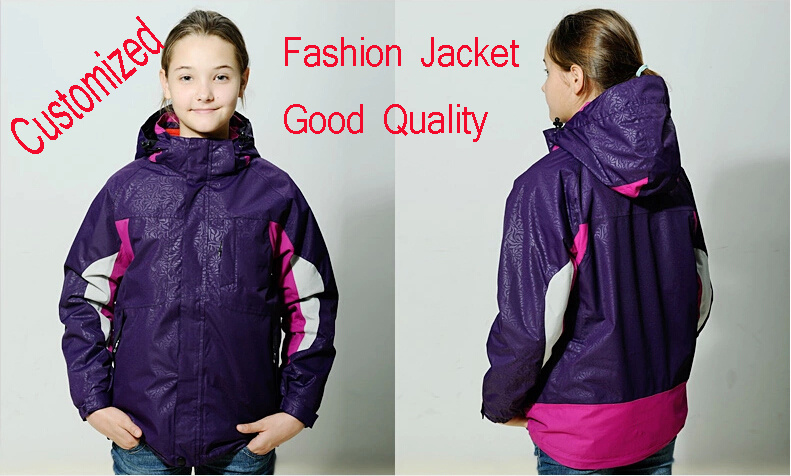 Customized Promotion Outdoor Good Quality Garment, Girl's Jacket, Windproof and Waterproof Breathable Ski Mountaineering Sport Wear in Purple Colour