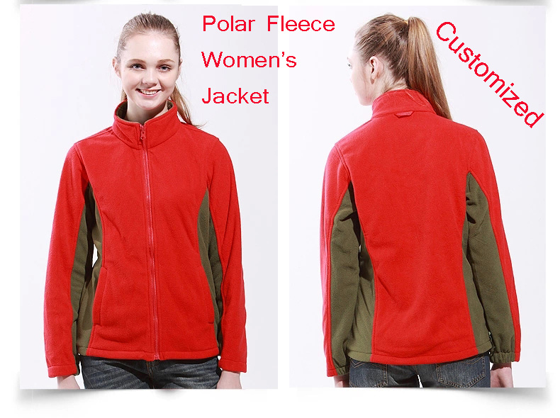 100% Polyester Leisure Outdoor Fleece Jacket, His and Her Anti-Pilling Fleece Jacket / Sports Wear in Red Colour
