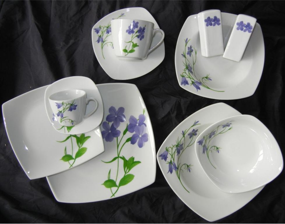 Extra White Porcelain Square Dinner Tableware Set