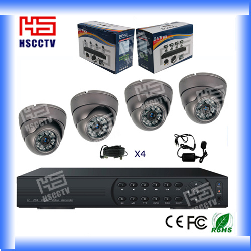 4CH DVR System 700tvl Dome Camera