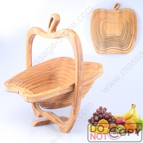 Folding Apple Shape Bamboo Fruit Basket for Gift Baskets