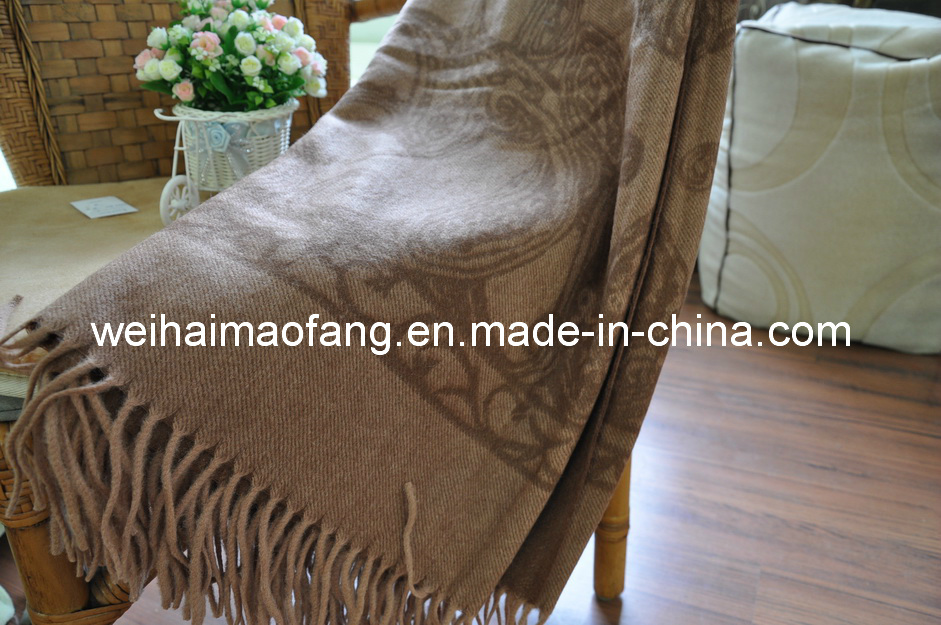Woven Woolen Fringed Wool Travel Throw (NMQ-WT043)