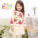 2015 New Kids Clothes Winter Wear, Flower Sweater, Lace Dress