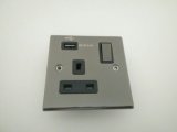 Black Nickel Plating 1-Gang Switch Socket with USB