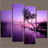 100% Handpainted Canvas Paintings Modern Purple Base Landscape Paintings Art Modern House Home Interior Decorator Home Decor Panels Oil Painting for Home Decor