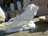 White Marble Lion Sculpture / Animal Statue for Garden Decoration
