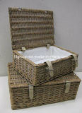 Handmade Rectangular Steamed Willow Picnic Basket
