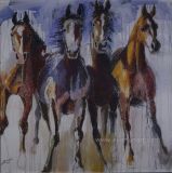 Handmade Oil on Canvas Paintings of Wild Horses Home Decoration (EAN-377)